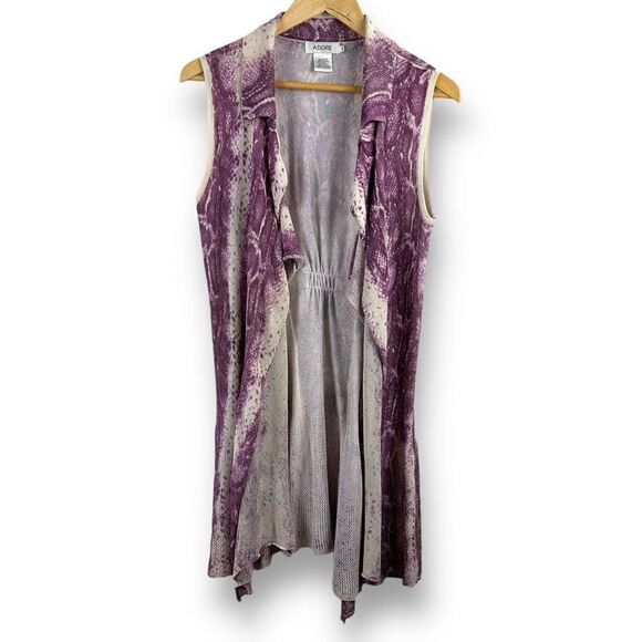 Adore mauve and cream snakeskin print waterfall vest Size M - Picture 1 of 8